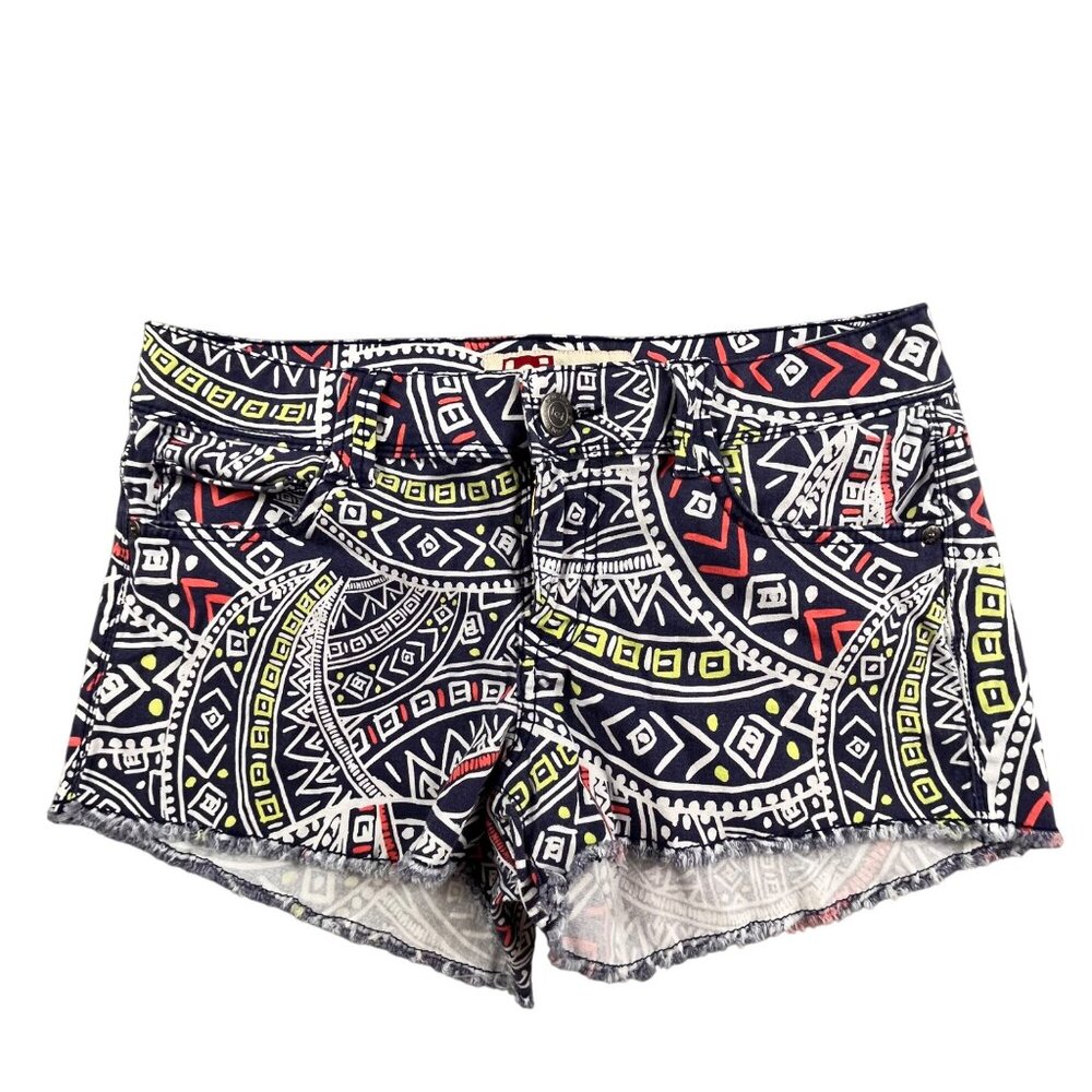 L.E.I. Women's SZ 7 Regular Ashley Low Rise Short Tribal Print Wesley Fray LJ063